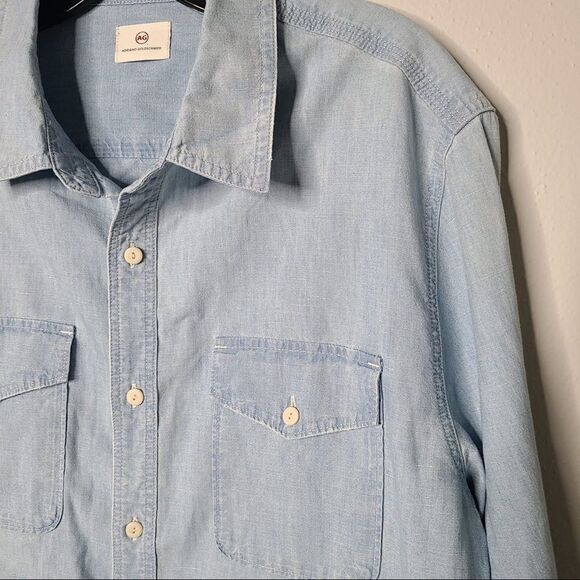 Revolve Adriano Goldschmied AG BENNING Denim Chambray SHIRT in Roadstead - Picture 14 of 14